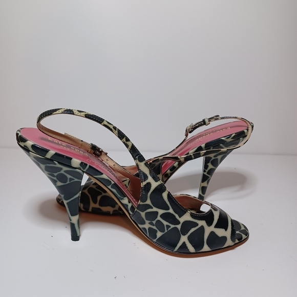 Kate Spade Open Toe Strappy D'orsey Giraffe Leather Print Heels Size 10B see pic - Picture 4 of 9
